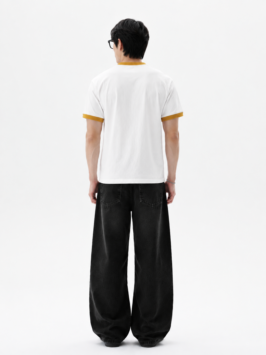 Urban Andaaz Premium Ringer T-Shirt – White & Mustard-4