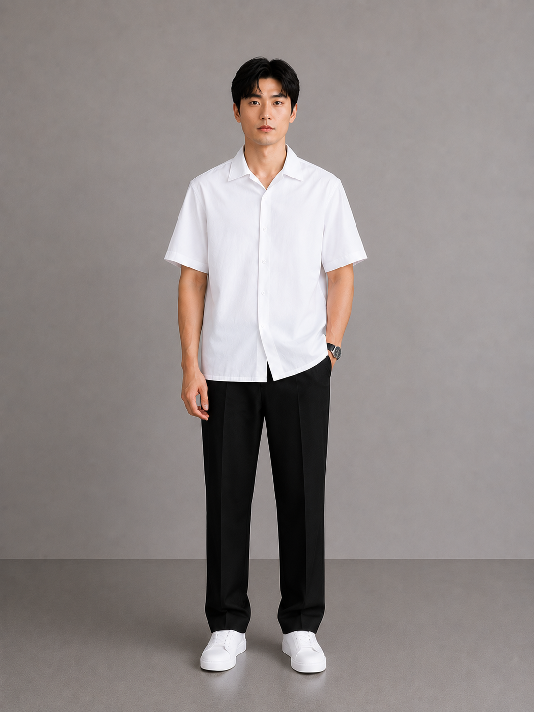 Essential White Half Sleeve Shirt-2