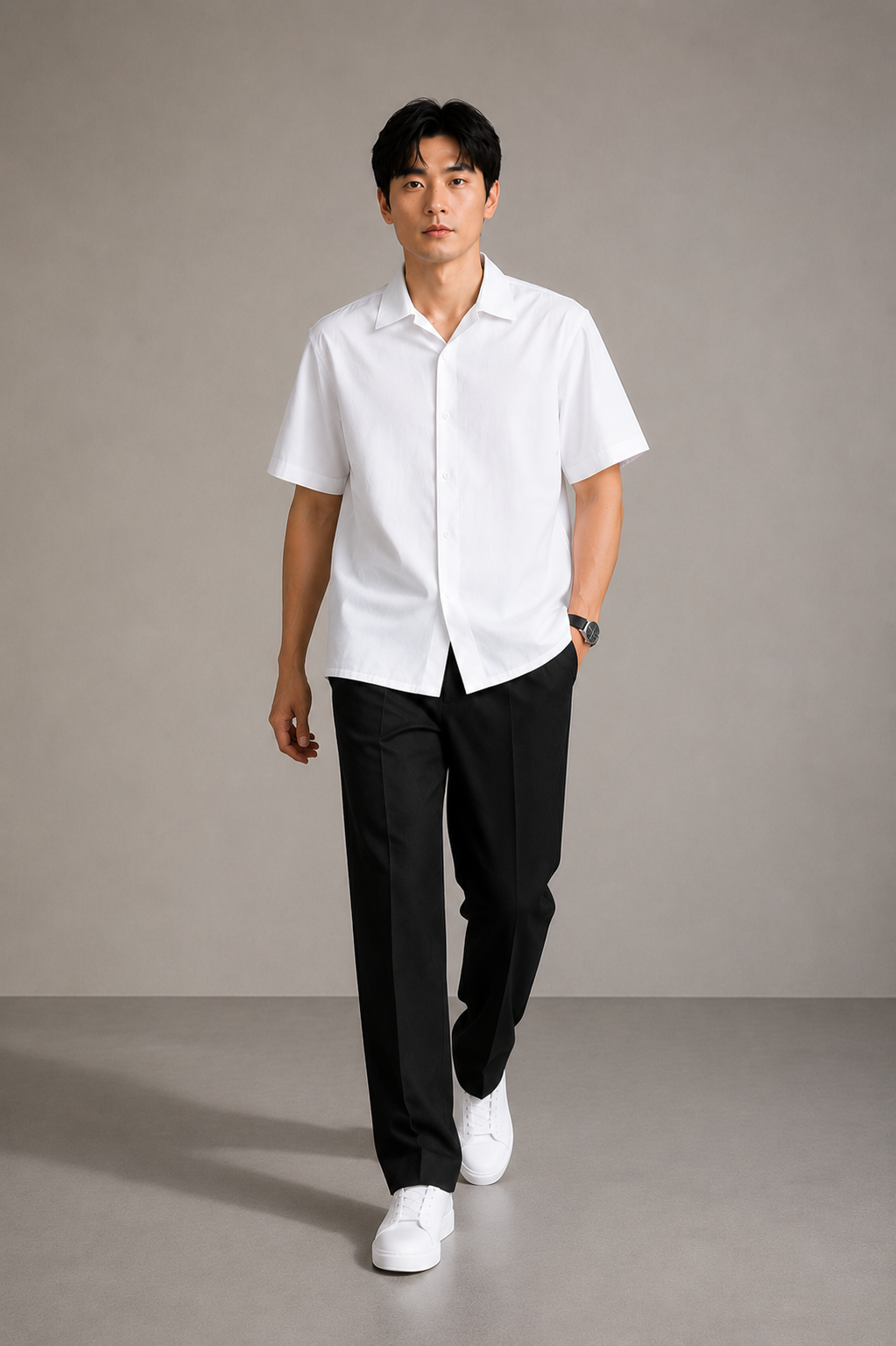 Essential White Half Sleeve Shirt-3