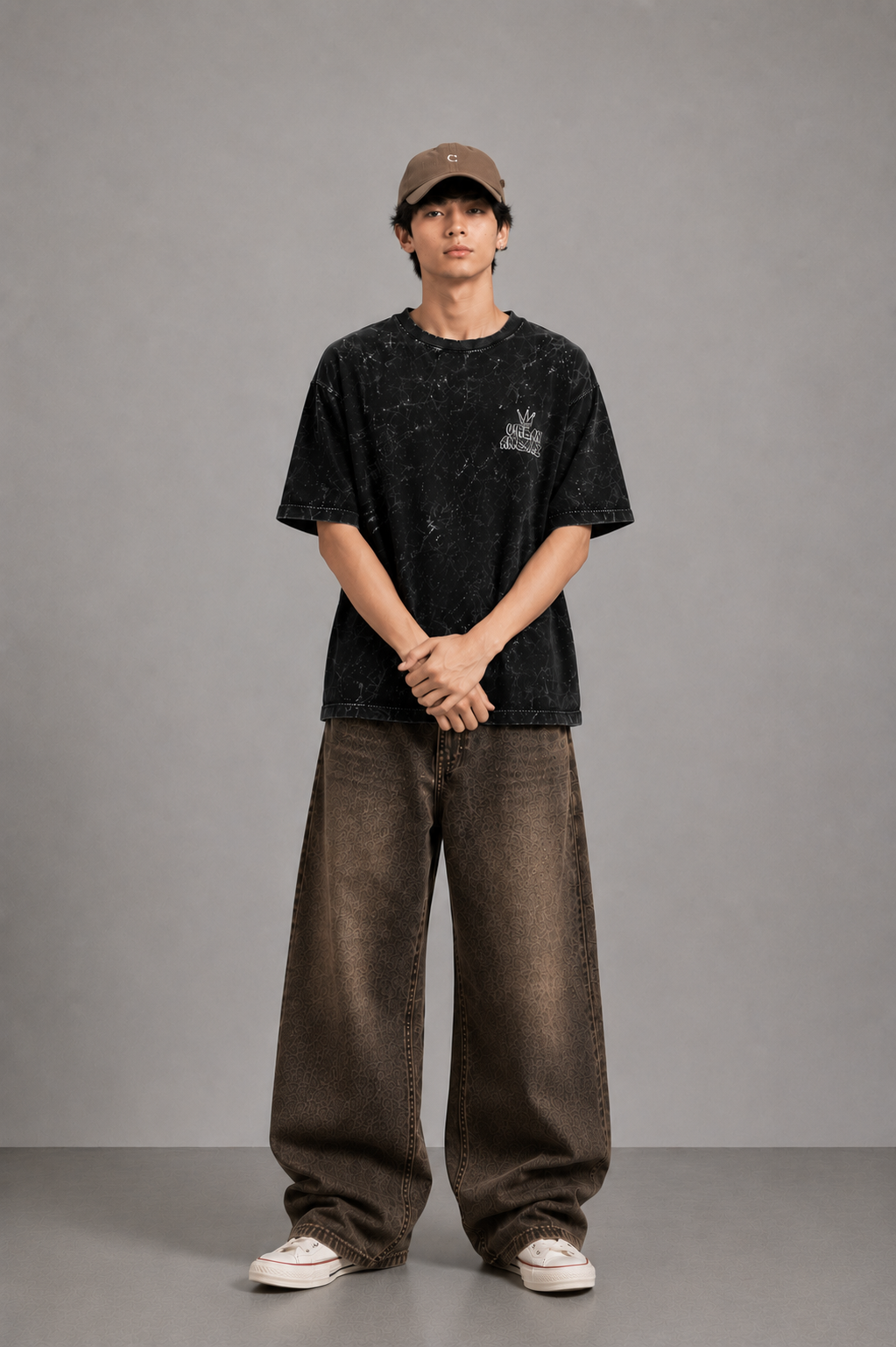 Urban Animalz Acid Wash Oversized T-Shirt – Vintage Black Streetwear Tee-2