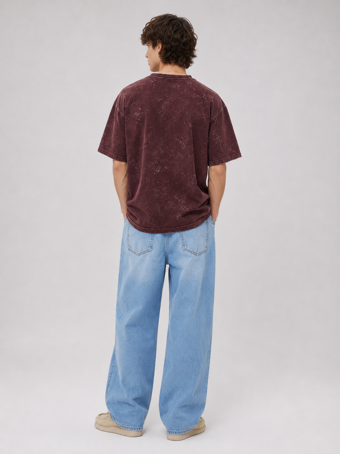 Urban Andaaz Acid Wash Oversized T-Shirt – Maroon-4