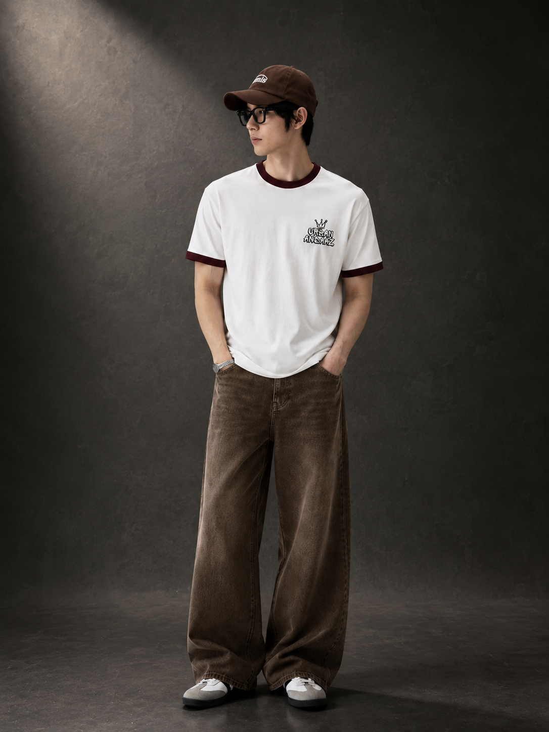 Urban Andaaz Signature Ringer T-Shirt – White & Maroon