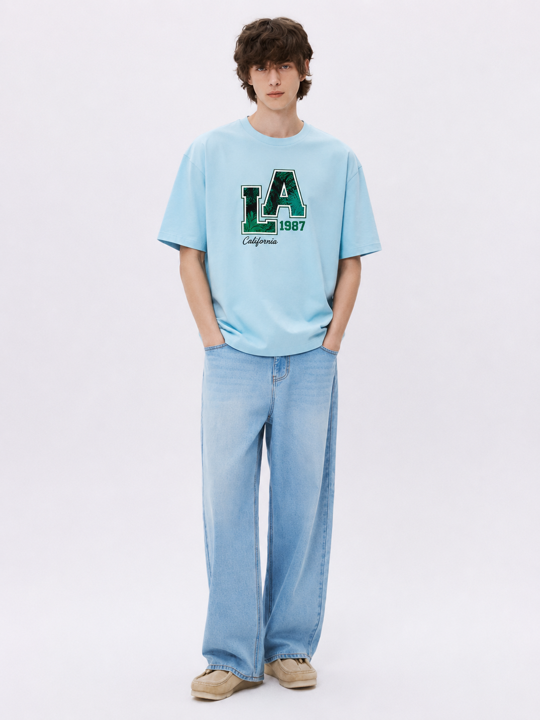 LA California 1987 Oversized Graphic T-Shirt – Sky Blue Edition-2