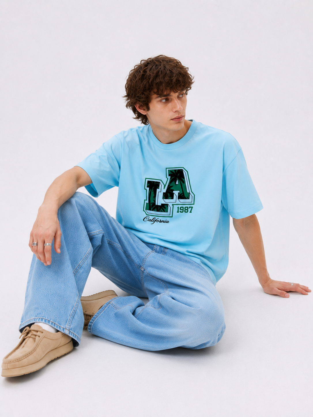 LA California 1987 Oversized Graphic T-Shirt – Sky Blue Edition-4