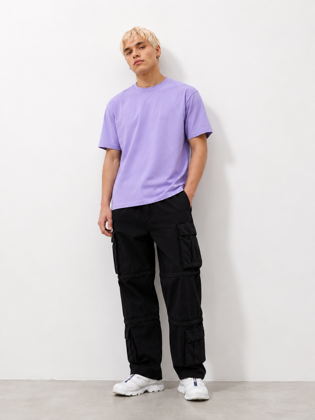 Pastel Lavender Oversized T-Shirt for Men | Premium Cotton Casual-3