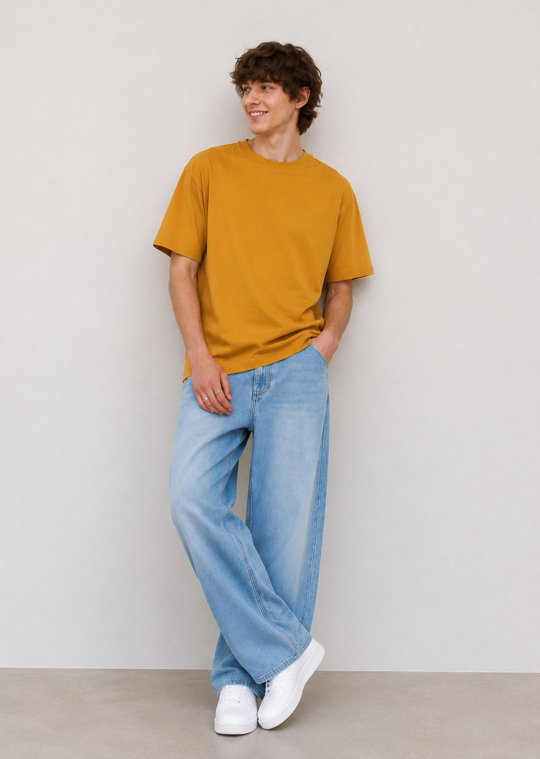 Mustard Yellow Oversized Cotton T-Shirt – Casual Everyday Comfort-2
