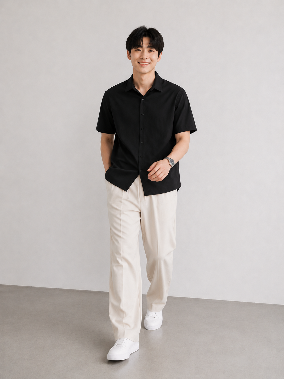 Men's Premium Black Oversized Half Sleeve Shirt-3