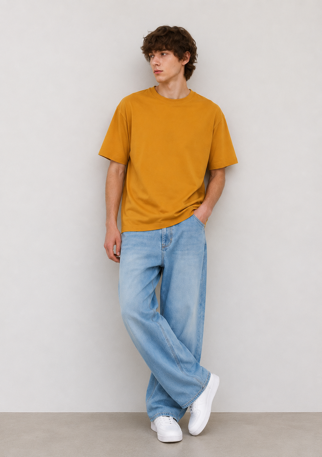 Mustard Yellow Oversized Cotton T-Shirt – Casual Everyday Comfort-4