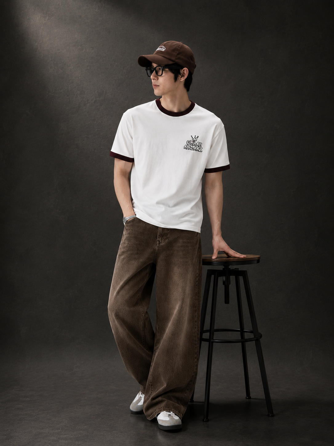 Urban Andaaz Signature Ringer T-Shirt – White & Maroon-4