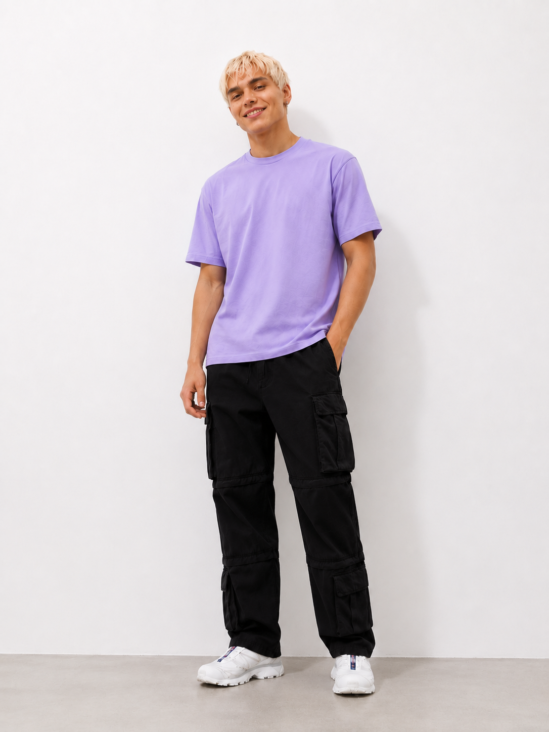 Pastel Lavender Oversized T-Shirt for Men | Premium Cotton Casual-4