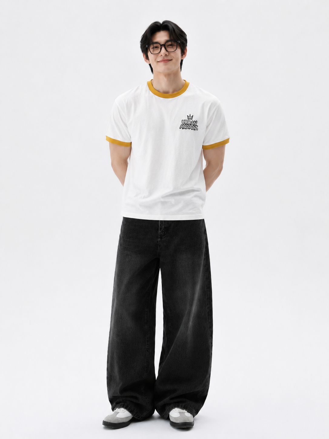 Urban Andaaz Premium Ringer T-Shirt – White & Mustard-2