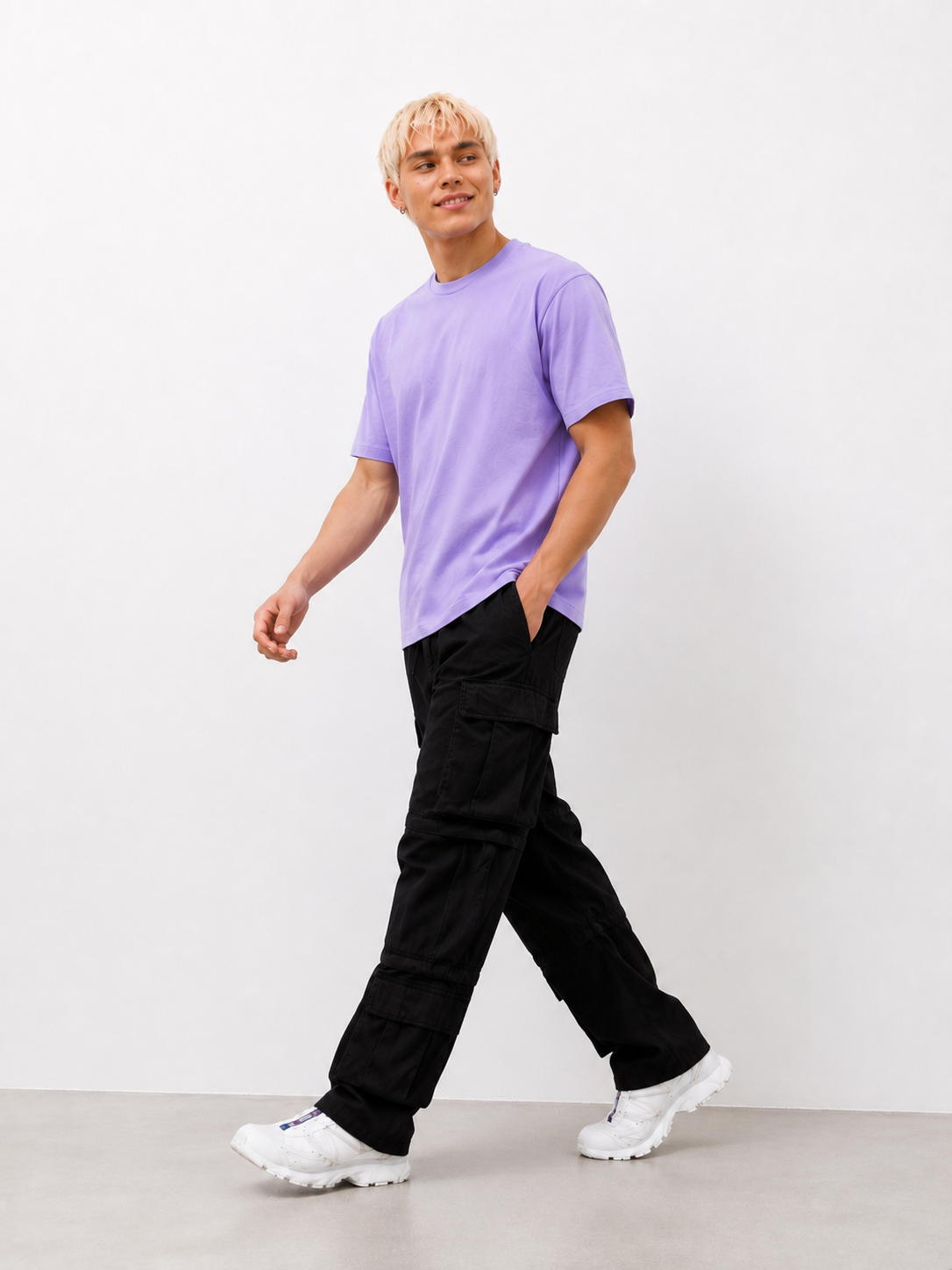 Pastel Lavender Oversized T-Shirt for Men | Premium Cotton Casual-5