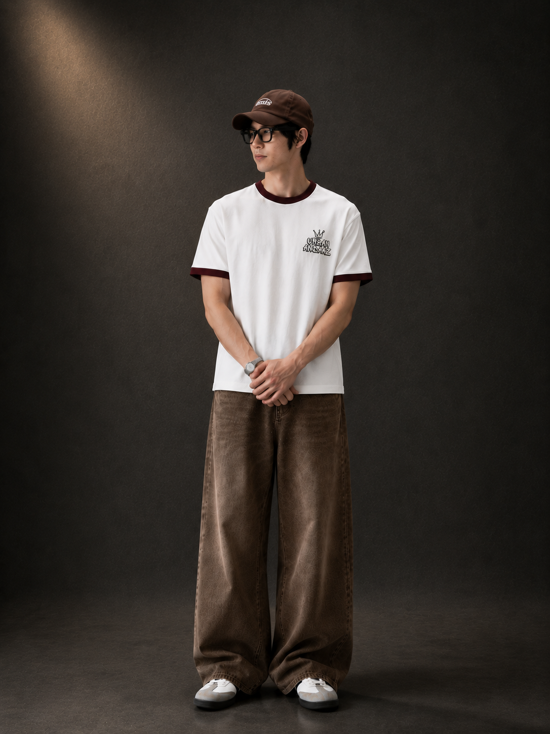 Urban Andaaz Signature Ringer T-Shirt – White & Maroon-2