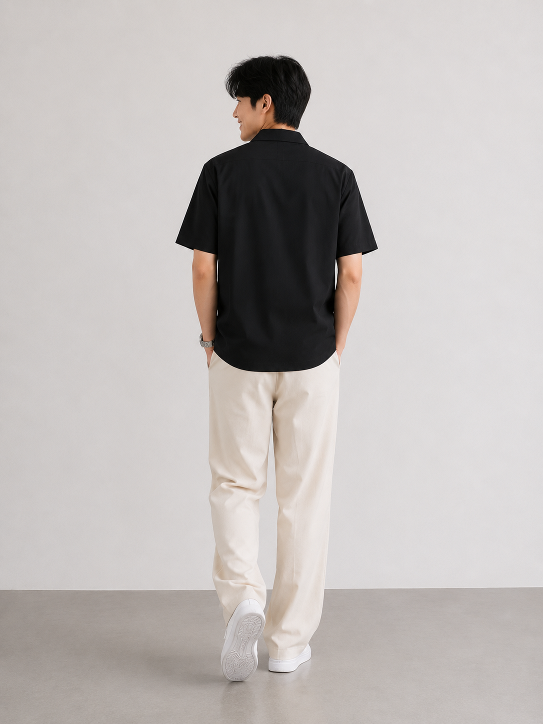 Men's Premium Black Oversized Half Sleeve Shirt-4